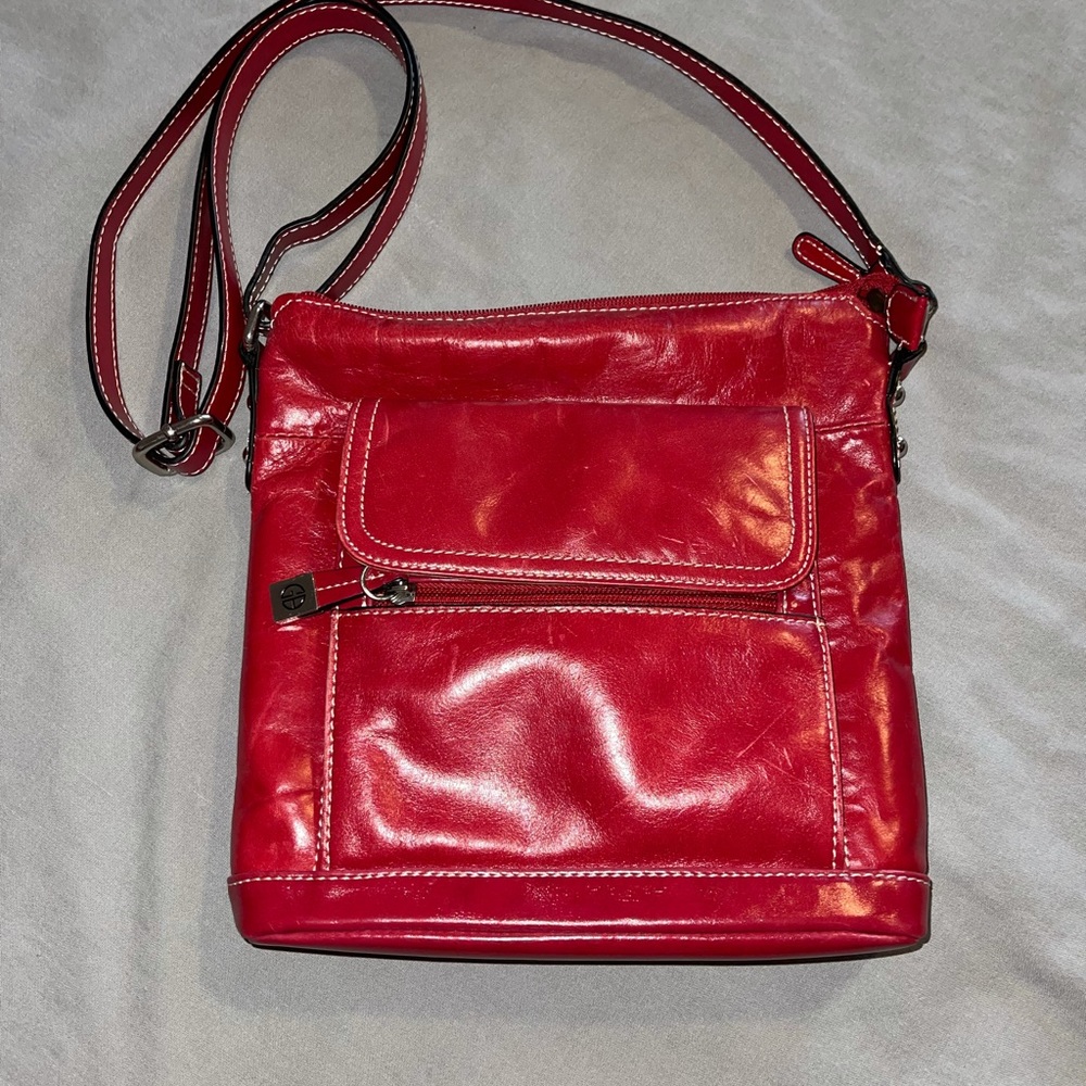 GIANI BERNINI red leather crossbody bag